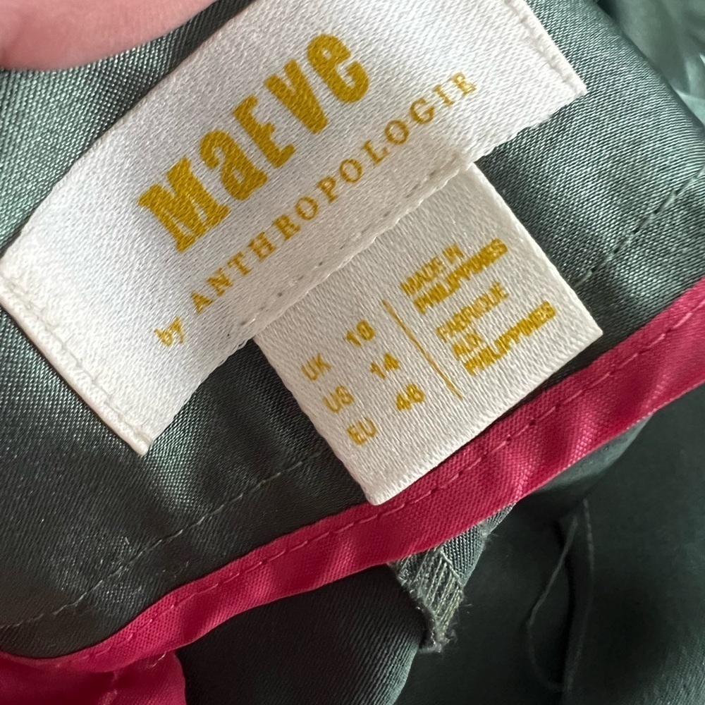ANTHROPOLOGIE Maeve Parachute Satin Jogger Belted Green Pants Sz 14 - Picture 6 of 6